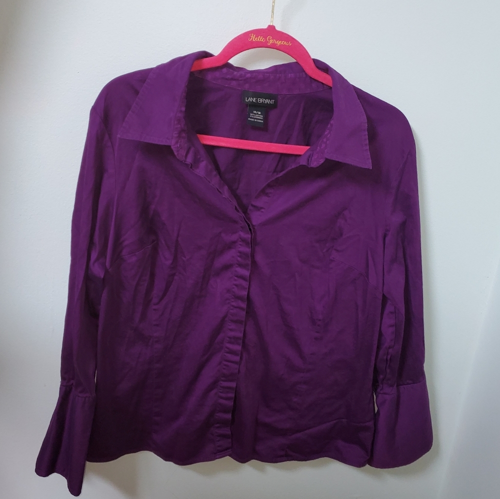 Lane Bryant Plum Purple Long Sleeve Blouse